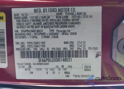 2013 Ford Fusion Hybrid Se from USA, damaged, VIN 3FA6P0LU3DR148031